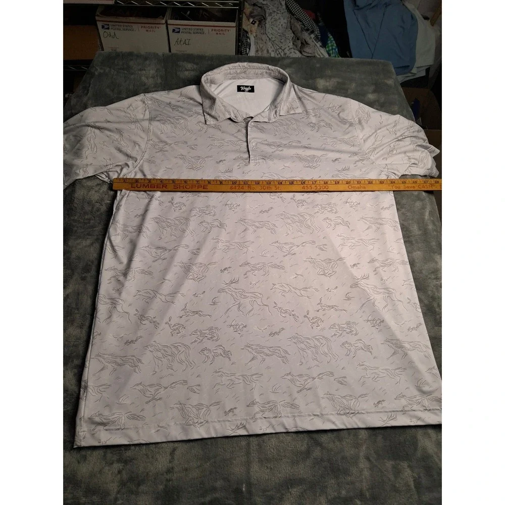 Waggle Golf Polo Mens 2XL Grey Wildlife Print Performance Stretch Short Sleeve - Picture 7 of 12